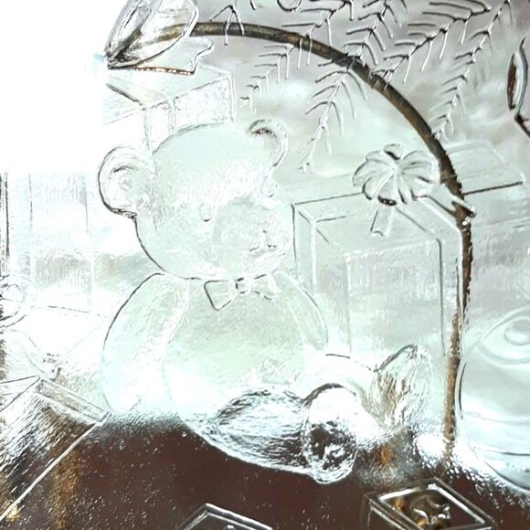 Home interior Christmas Etched Teddy Bear‎ Glass Serving Tray 13 - Picture 6 of 7